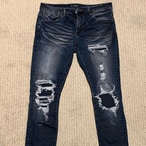 Men’s Embellish NYC Distressed Biker Jeans
